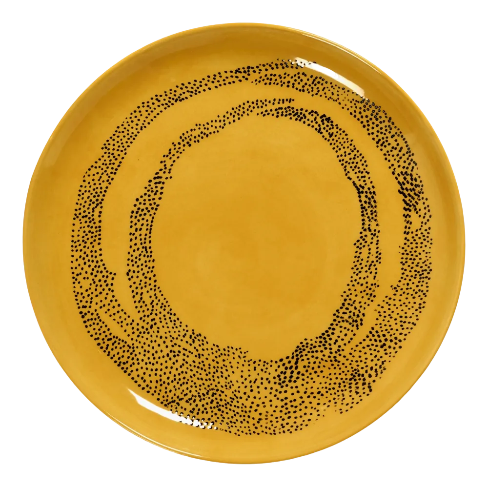 Serax Dinerbord Feast Tableware By Ottolenghi Yellow Dots Black M 22,5 cm New