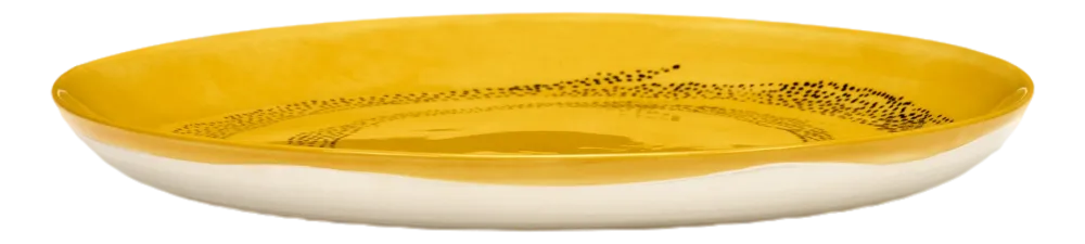 Serax Dinerbord Feast Tableware By Ottolenghi Yellow Dots Black M 22,5 cm New