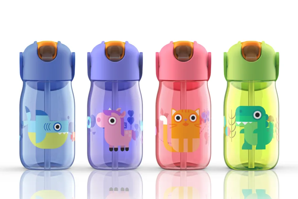 Drinkfles ZOKU Kids Flip met Rietje Pink 415 ml