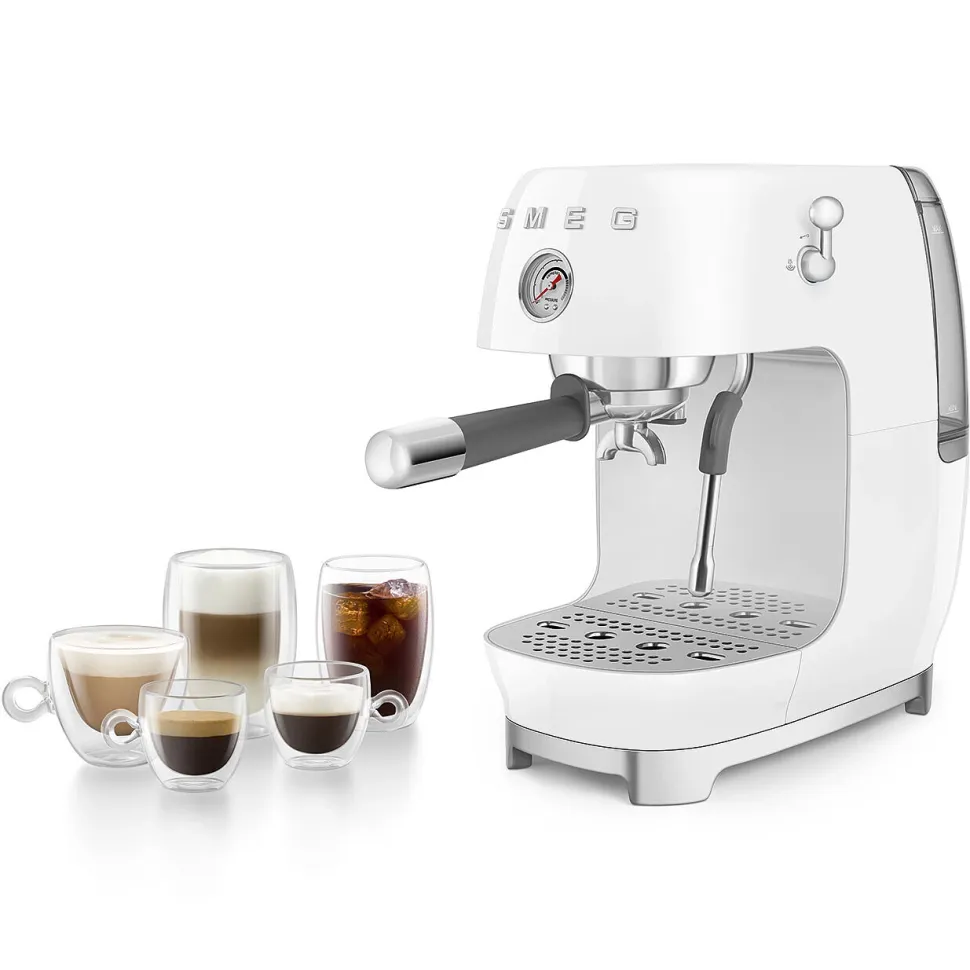 Espresso koffiemachine Smeg ECF03WHEU 50's Style Wit