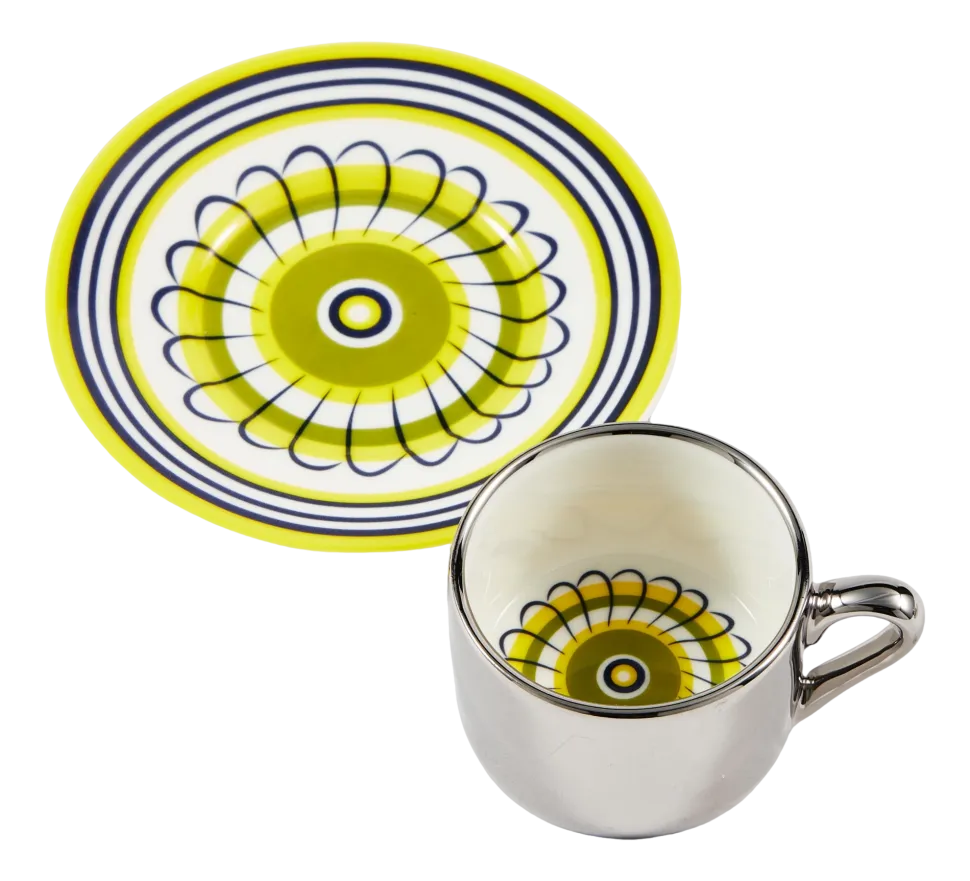 Espressokop Polspotten x Rijksmuseum Floral Yellow + Green Yellow (Set van 2)