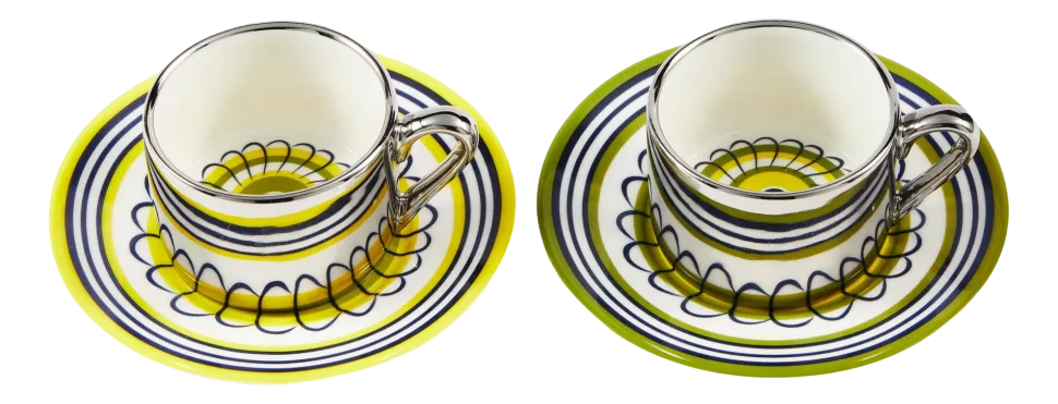 Espressokop Polspotten x Rijksmuseum Floral Yellow + Green Yellow (Set van 2)