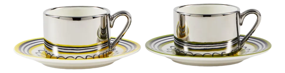 Espressokop Polspotten x Rijksmuseum Floral Yellow + Green Yellow (Set van 2)