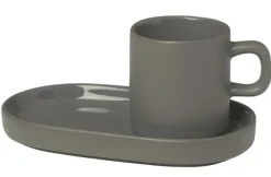 Espressokop & Schotel Blomus Pilar Pewter (Set van 2)