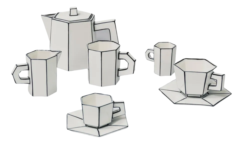 Espressokop Serax Carte Blanche + Saucer White/Black 90 ml