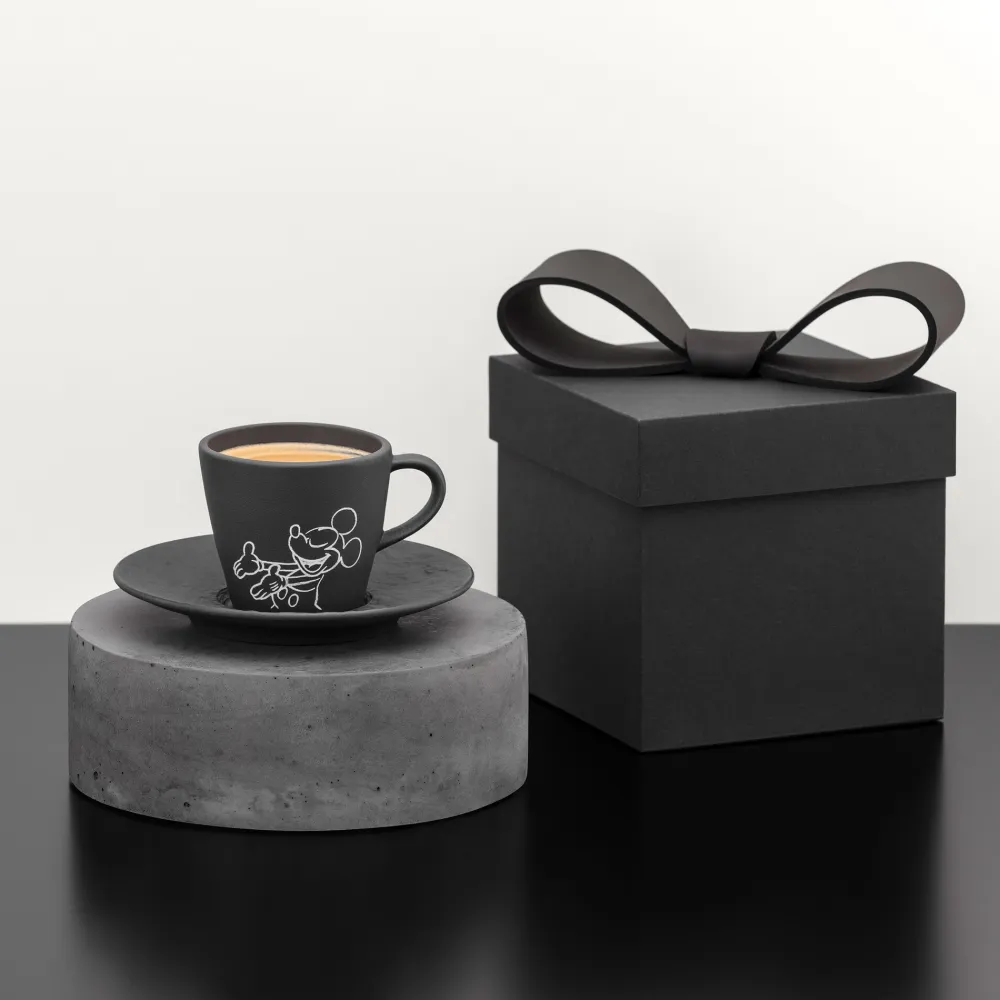 Villeroy & Boch Espressokop Manufacture Rock Mickey Mouse Zwart 60ml (Set van 6) New
