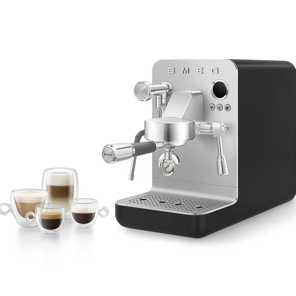 Smeg Espressomachine EMC02BLMEU Collezione Mat Zwart