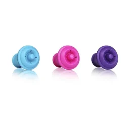 Flessluiting Vacu Vin Wine Stopper Set Blauw/Roze/Paars 3 Stuks