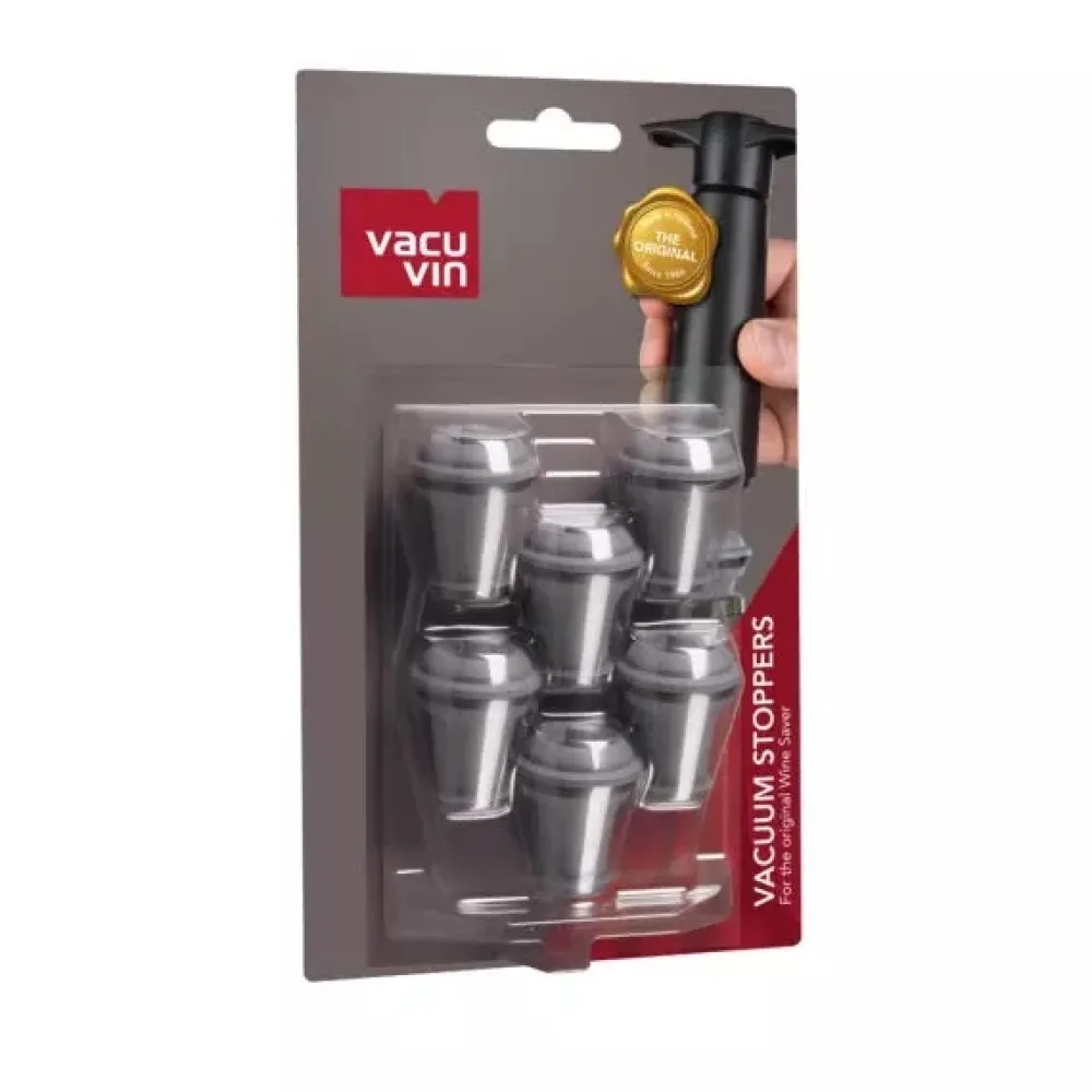 Vacuvin Flessluiting Vacu Vin Wine Stopper Set Grijs 6 Stuks New