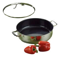 Hapjespan Kela Lucca Met Deksel Zilver 32 cm