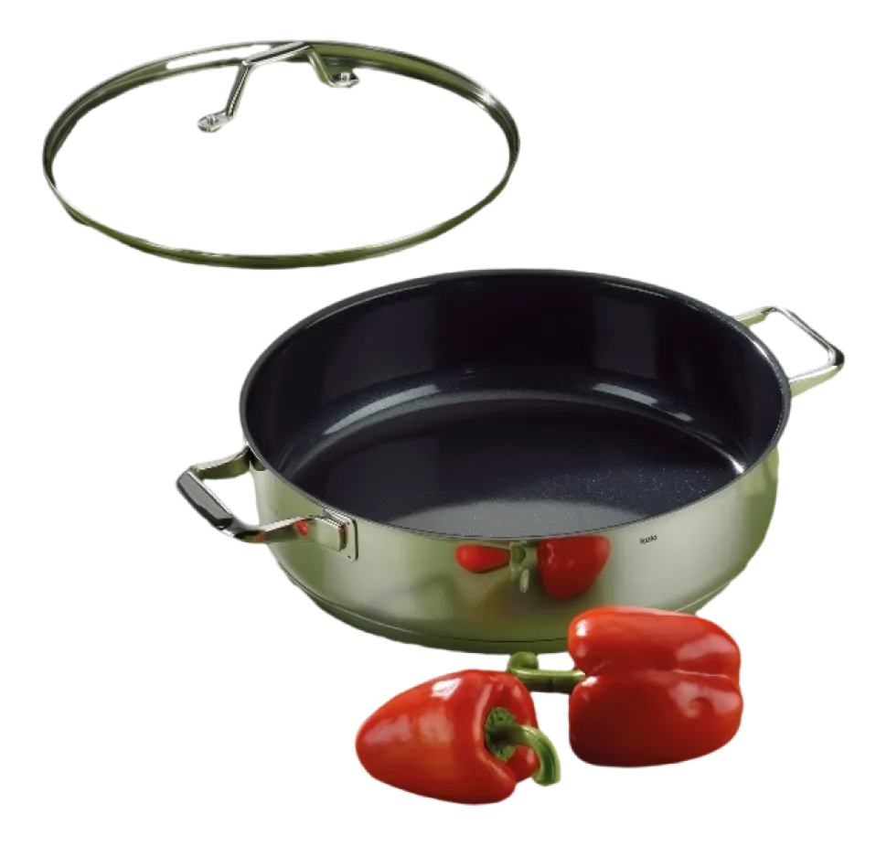 Hapjespan Kela Lucca Met Deksel Zilver 28 cm