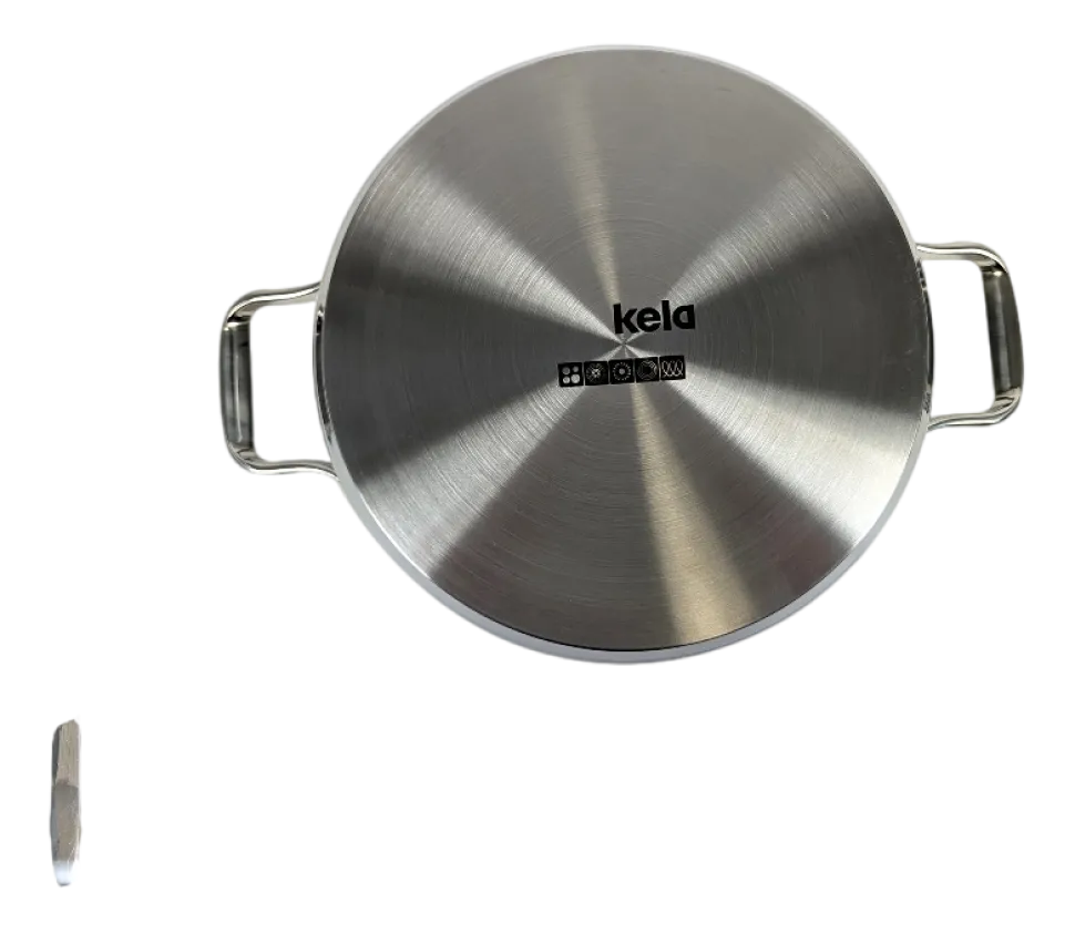 Hapjespan Kela Lucca Met Deksel Zilver 28 cm