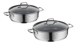 Hapjespan Kela Lucca Met Deksel Zilver 28 cm