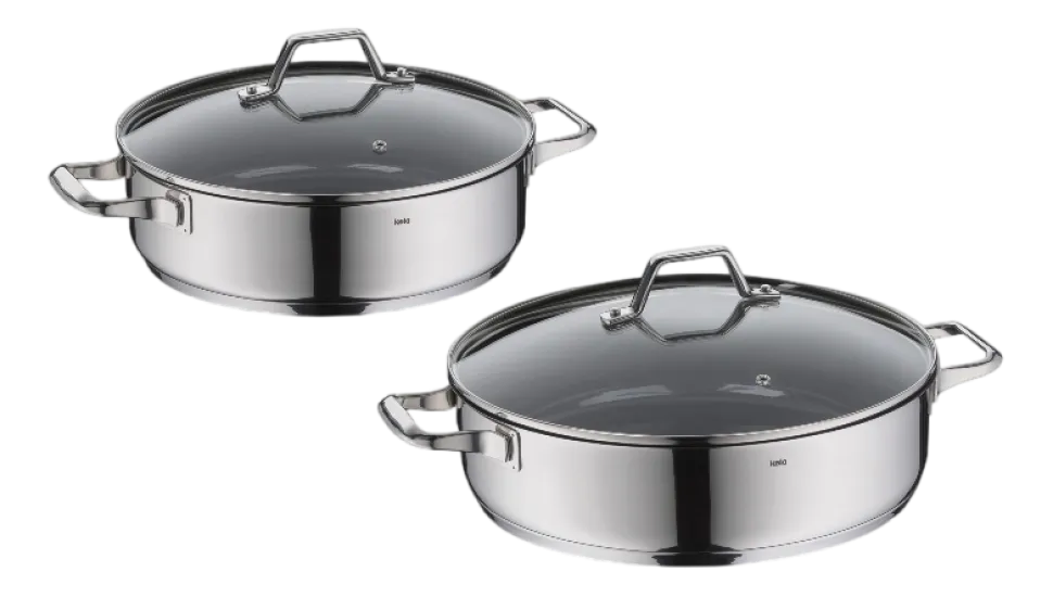 Hapjespan Kela Lucca Met Deksel Zilver 28 cm