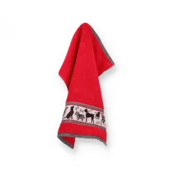 Bunzlau Castle Keukendoek Hond Rood New
