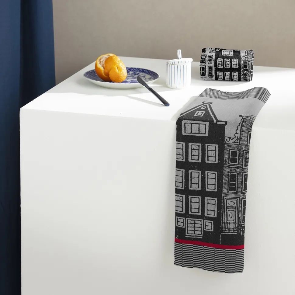 Keukendoek DDDDD Canal Black 50 x 55 cm (6-Delig)