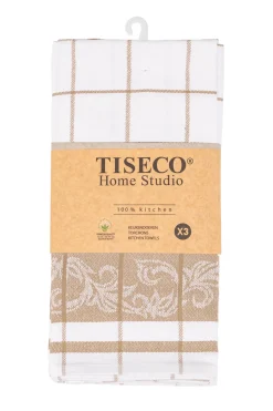 Keukendoek Tiseco Home Studio Pharao Arabesque Sand (Set van 3) - 50 x 70 cm