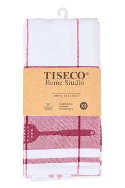 Keukendoek Tiseco Home Studio Pharao Utensils Red (Set van 3) - 50 x 70 cm