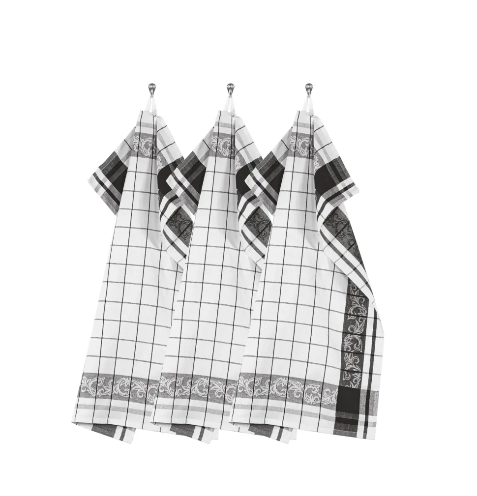 Keukendoek Tiseco Home Studio Pharao Arabesque Black (Set van 3) - 50 x 70 cm