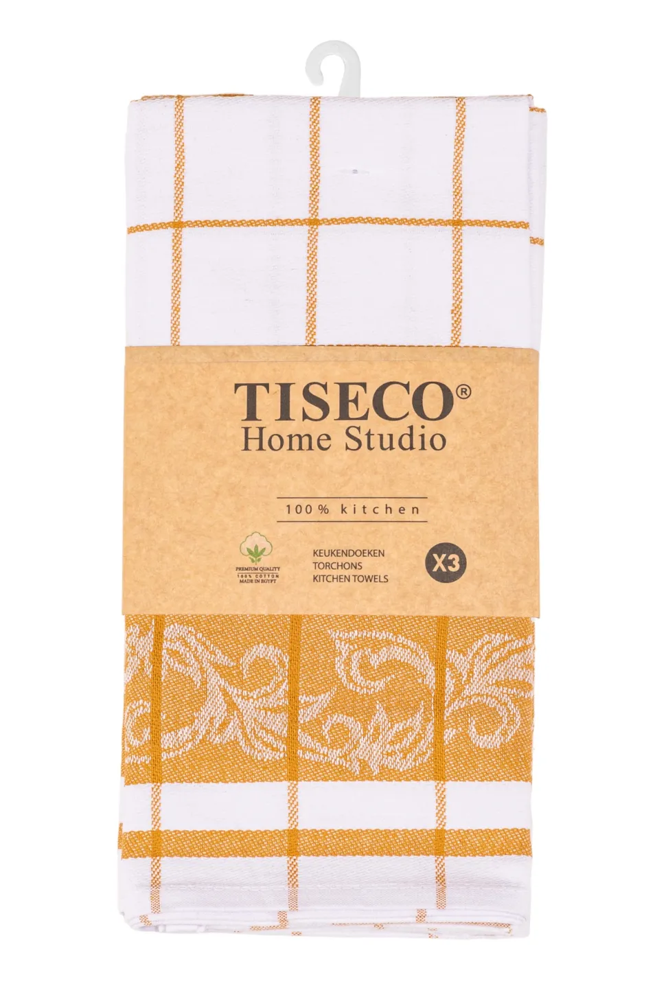 Keukendoek Tiseco Home Studio Pharao Arabesque Camel (Set van 3) - 50 x 70 cm