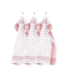 Keukendoek Tiseco Home Studio Pharao Arabesque Pink (Set van 3) - 50 x 70 cm