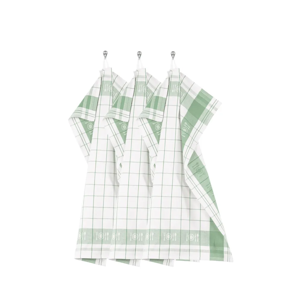 Keukendoek Tiseco Home Studio Pharao BML Smoke Green (Set van 3) - 50 x 70 cm