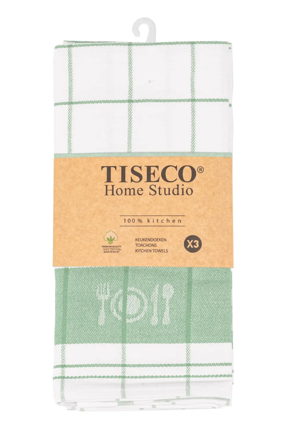 Keukendoek Tiseco Home Studio Pharao BML Smoke Green (Set van 3) - 50 x 70 cm