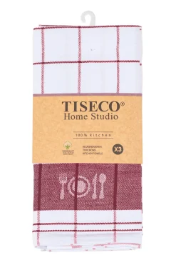 Keukendoek Tiseco Home Studio Pharao BML Red (Set van 3) - 50 x 70 cm