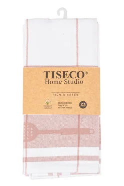 Tiseco Keukendoek Home Studio Pharao Utensils Pink (Set van 3) - 50 x 70 cm Outlet