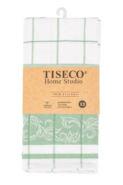Tiseco Keukendoek Home Studio Pharao Arabesque Smoke Green (Set van 3) - 50 x 70 cm Outlet