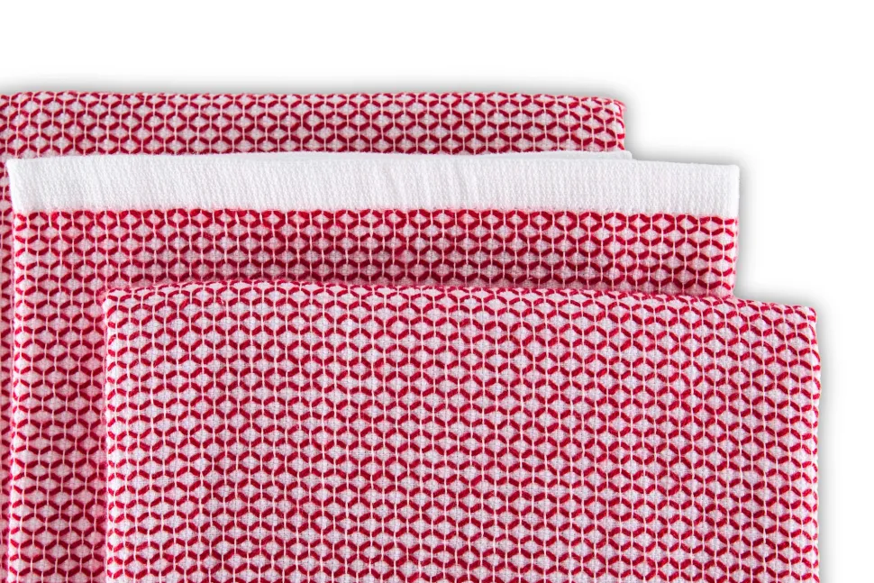 Keukendoek Ziczac Culinary Duo Leno Red (Set van 3) - 50 x 76 cm