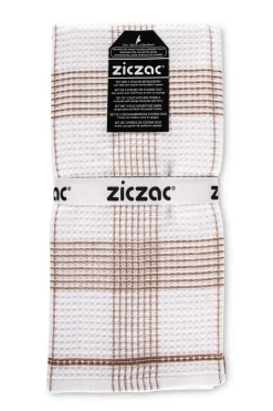 Keukendoek Ziczac Culinary Duo Waffle Brown (Set van 3) - 50 x 76 cm