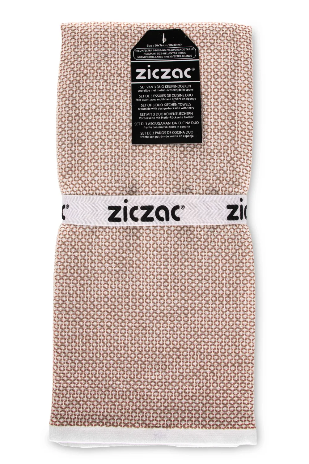 ZicZac Keukendoek Culinary Duo Leno Brown (Set van 3) - 50 x 76 cm Online