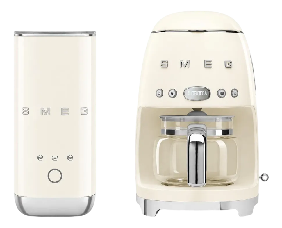 Keukenmachine Set Smeg Filterkoffiemachine DCF02 + Melkopschuimer MFF02 Creme