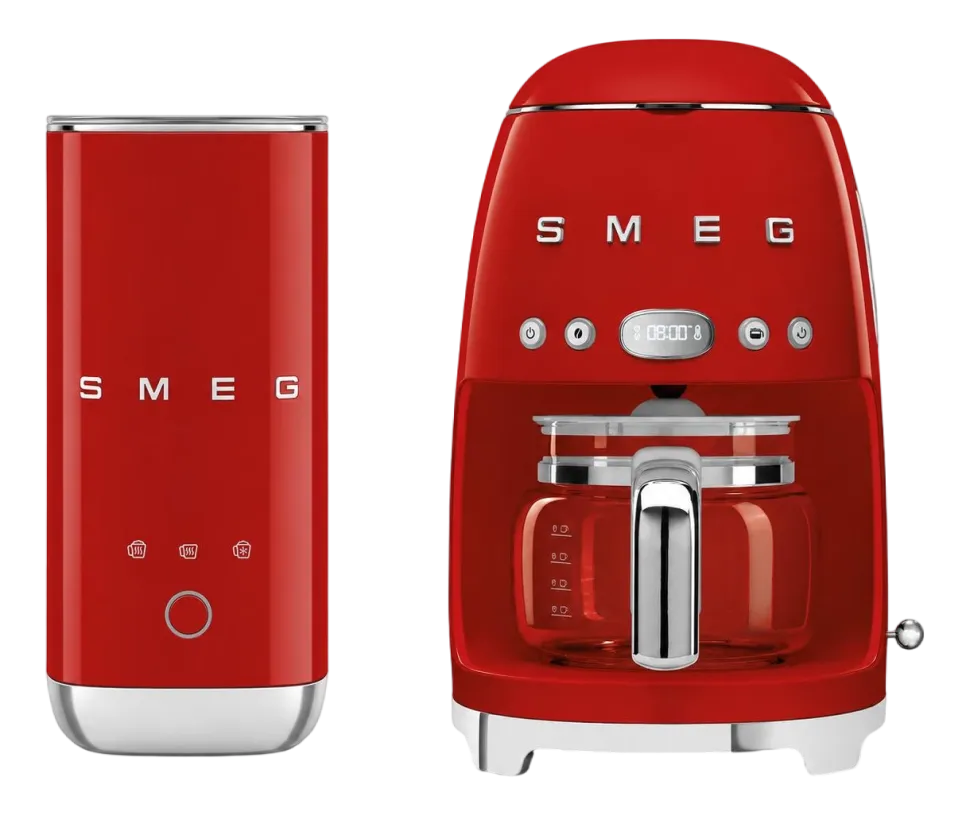 Keukenmachine Set Smeg Filterkoffiemachine DCF02 + Melkopschuimer MFF02 Rood