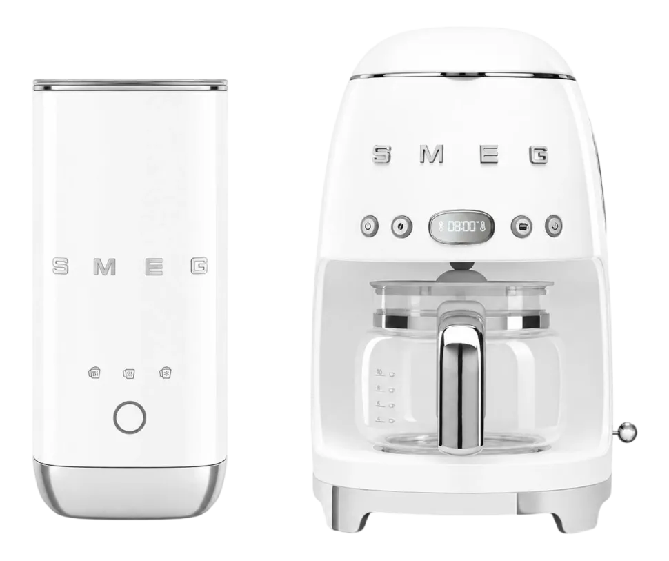 Keukenmachine Set Smeg Filterkoffiemachine DCF02 + Melkopschuimer MFF02 Wit