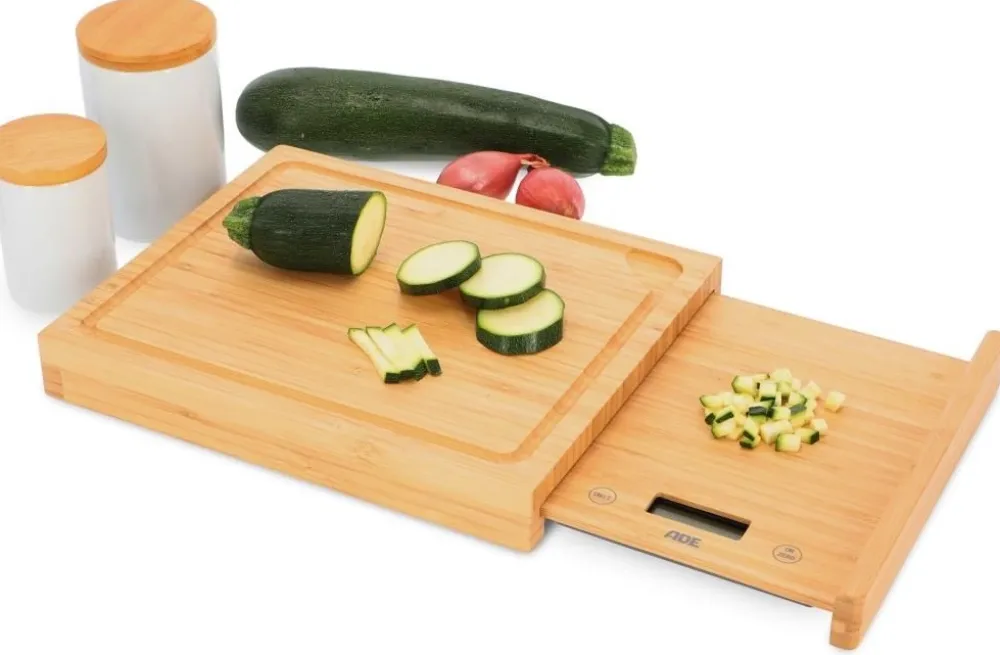ADE Keukenweegschaal Met Snijplank Bamboe (27,4 x 22,6 x 3,5 cm) Clearance