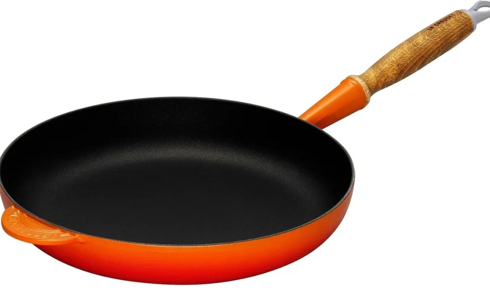 Le Creuset Koekenpan Rond Houten Handvat Oranjerood 24 cm Discount