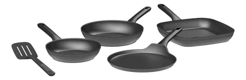BergHOFF Koekenpannenset Antikleef met Spatel DiNA Line Helix (4-delig) Best