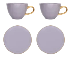 Koffie- en theeset Urban Nature Culture Good Morning Cup and Plate Lila 250 ml (Set van 4)
