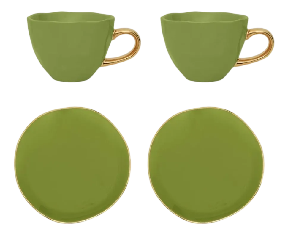 Koffie- en Theeset Urban Nature Culture Good Morning Evergreen Sprig (Set van 4)