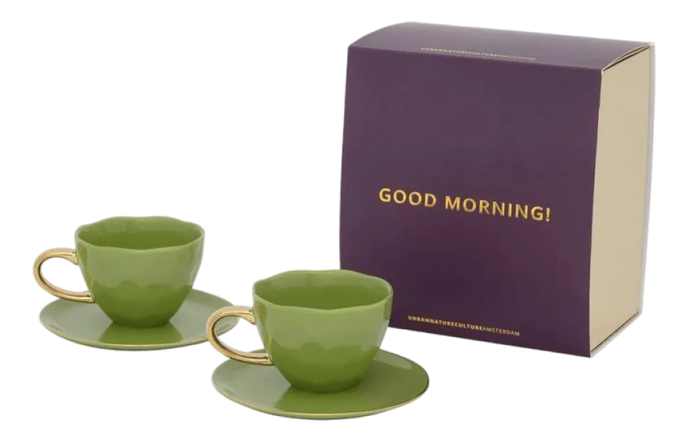 Koffie- en Theeset Urban Nature Culture Good Morning Evergreen Sprig (Set van 4)