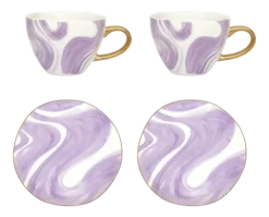 Urban Nature Culture Koffie- en theeset Good Morning Cup and Plate Valuri Violet 250 ml (Set van 4) Outlet