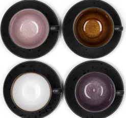Koffiekop Bitz Zwart Licht 24 cl (4-Delig)