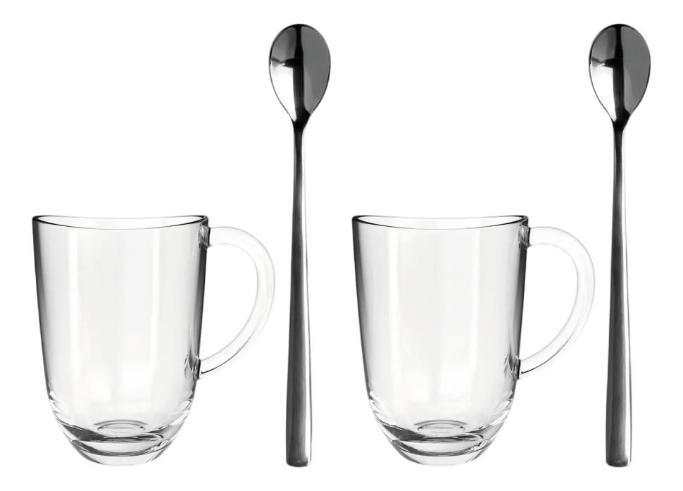 Koffiekop met Lepel Leonardo Napoli 380 ml (Set van 2)
