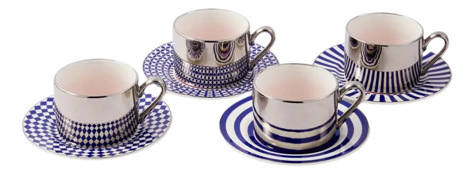 Koffiekop POLSPOTTEN Aunty Dark Blue (Set van 4)