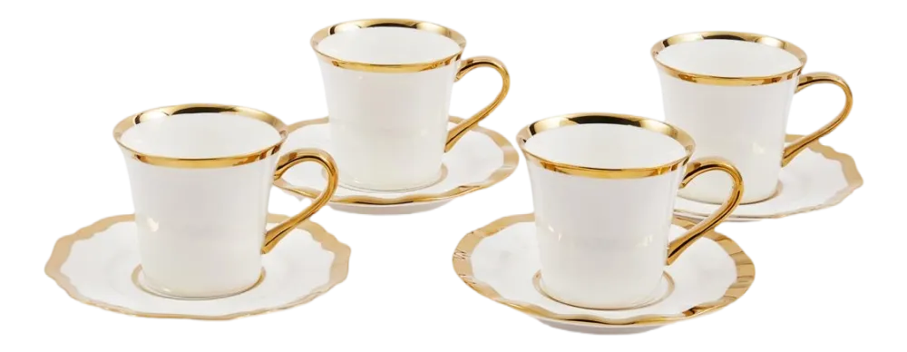 POLSPOTTEN Koffiekop Golden Finds White (Set van 4)