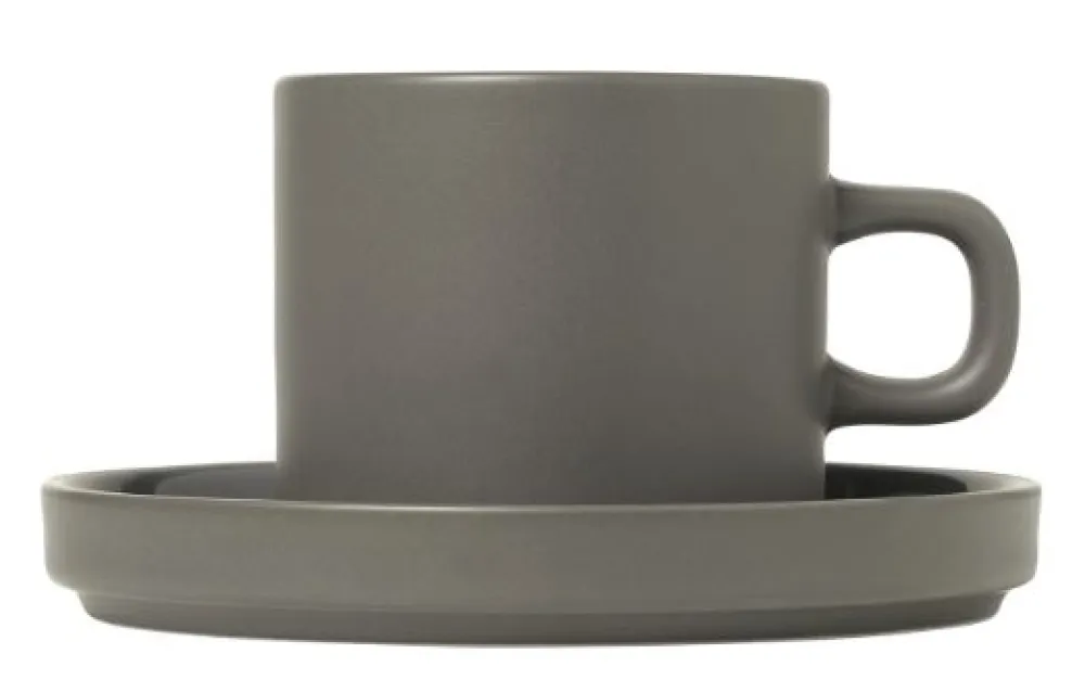 Blomus Koffiekop & Schotel Pilar Pewter (2-delig) Sale