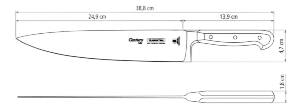 Koksmes Tramontina Century Zwart 25 cm