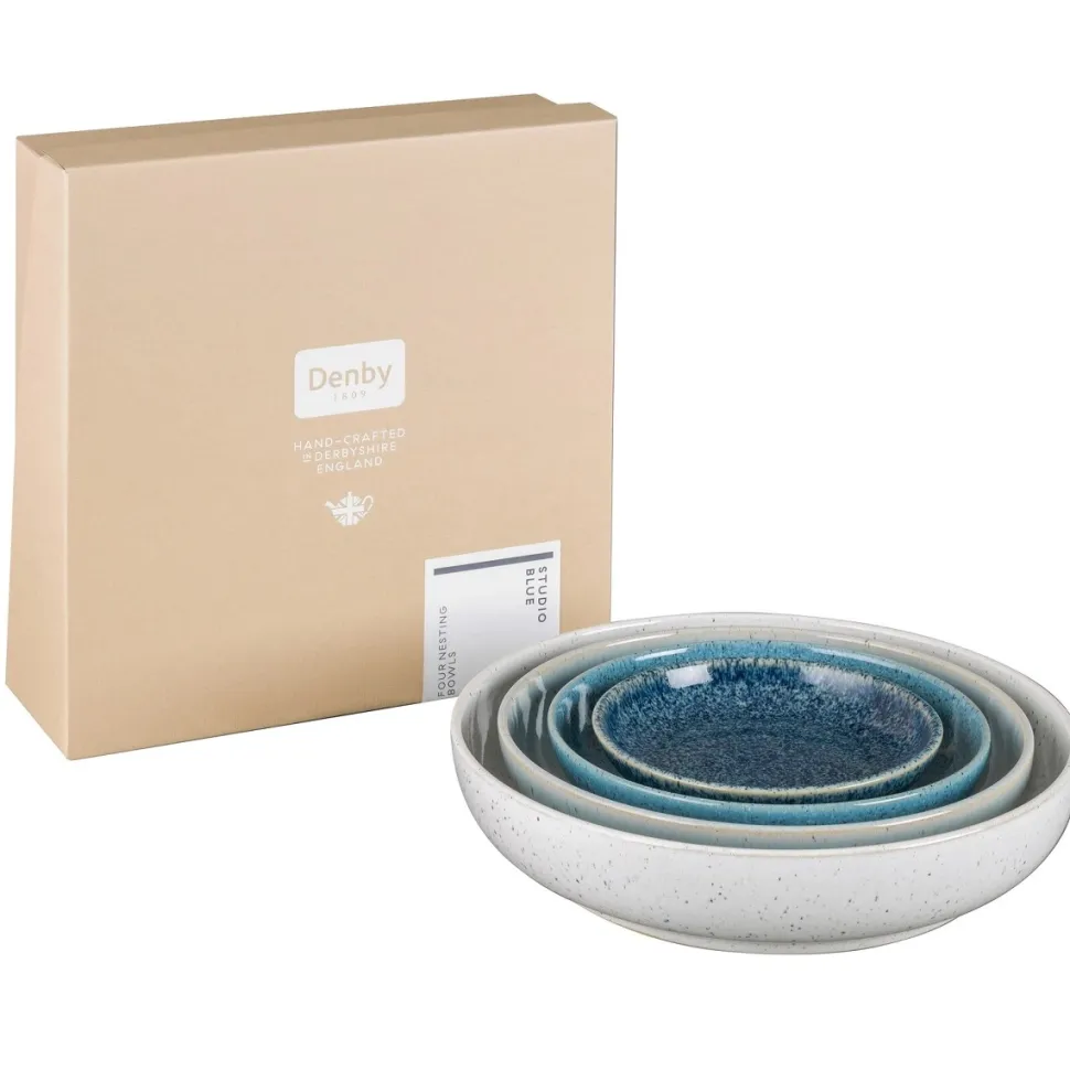 Kom Denby Studio Blue Nesting Bowl Mixed (Set van 4)